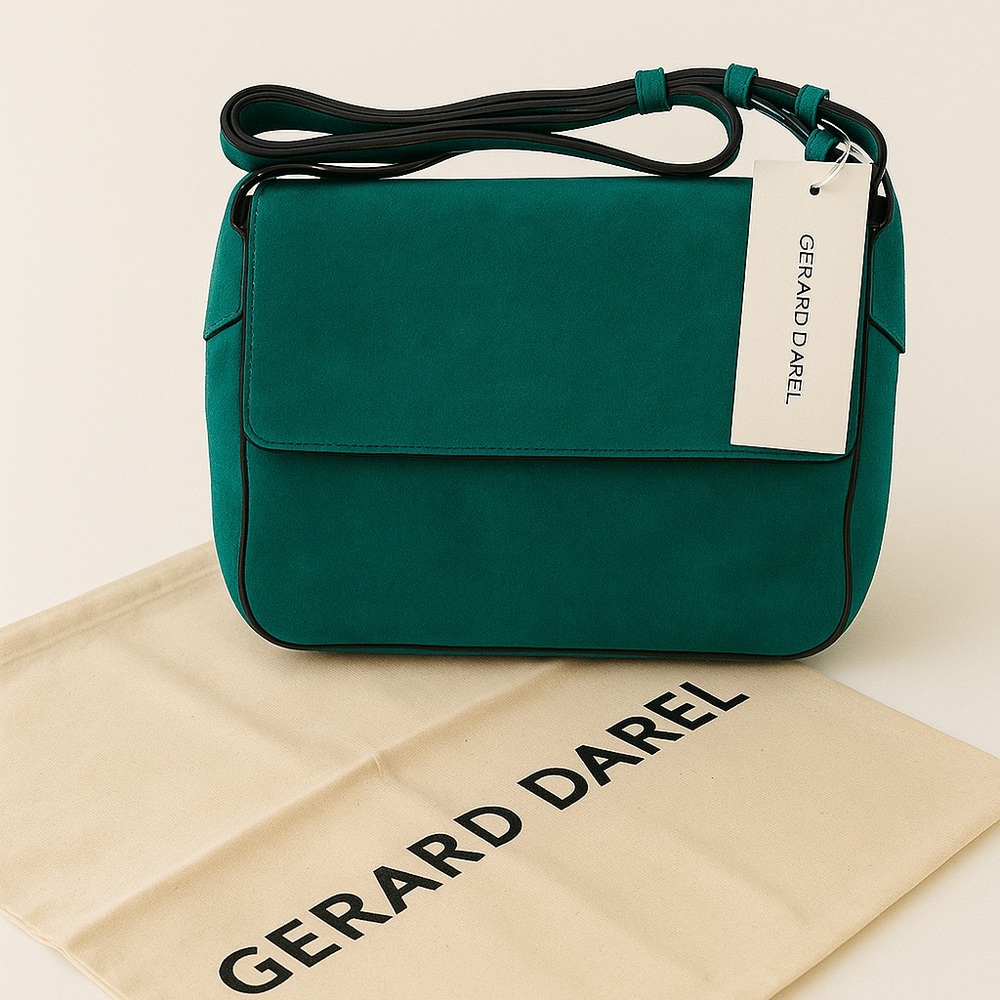 Gerard Darel Emerald Green Crossbody Bag with Black Trim